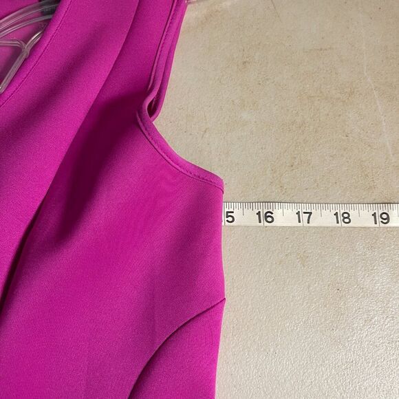 Donna Ricco Sleeveless A-Line Dress – Vibrant Fuchsia with Lace Trim - Picture 8 of 8